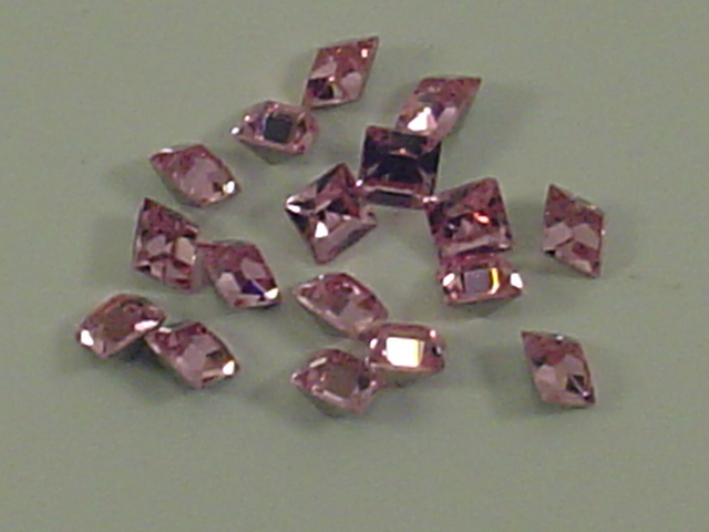 3mm SQUARE 36pcs. LIGHT ROSE POINTED BACK European Rhinestones